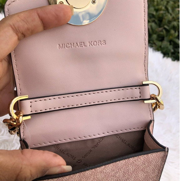 New Michael Kors purse crossbody phone case Pink Ballet Gold - Picture 7 of 9